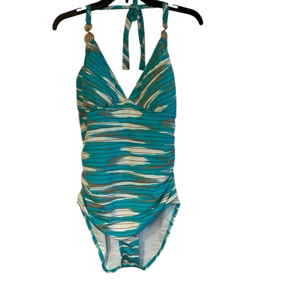 CoCo Reef 38DD One Piece Striped Swimsuit - Picture 1 of 13